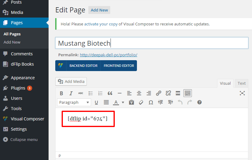 DFLIP Shortcode example