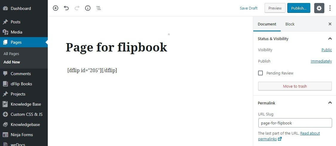 add flipbook to page