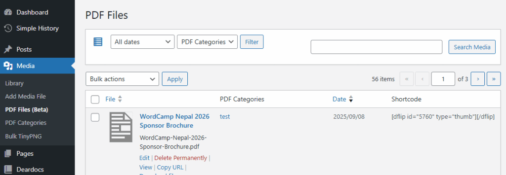 PDF Files (Media) - DearFlip Flipbook Plugin for WordPress